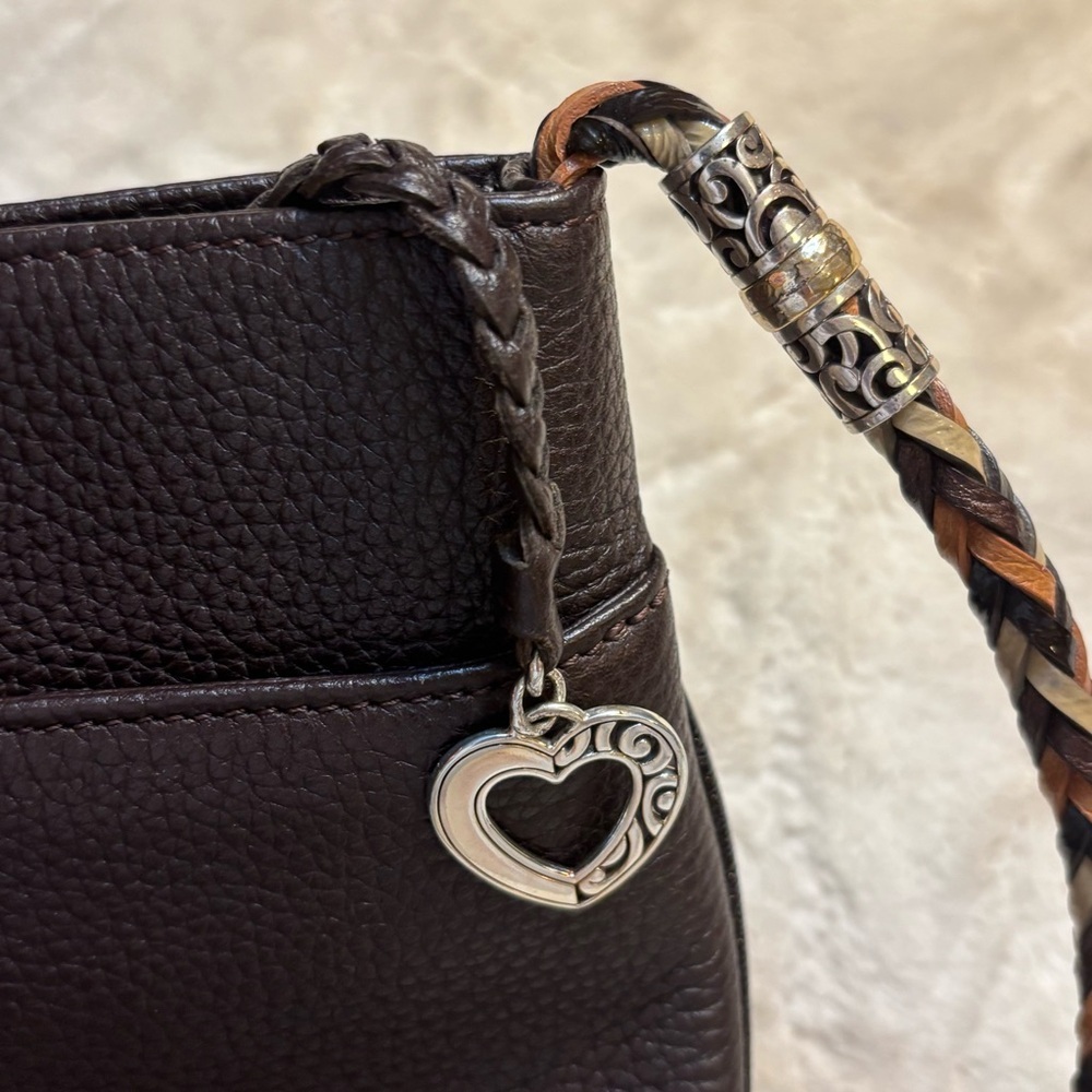 NEW Brighton Barbados Bag Leather Dark Brown Crossbody / Shoulder Braided Strap - Picture 11 of 16